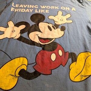 Disney Parks Mickey Mouse T-Shirt Leaving Work Friday Adult Size Medium Blue-EUC